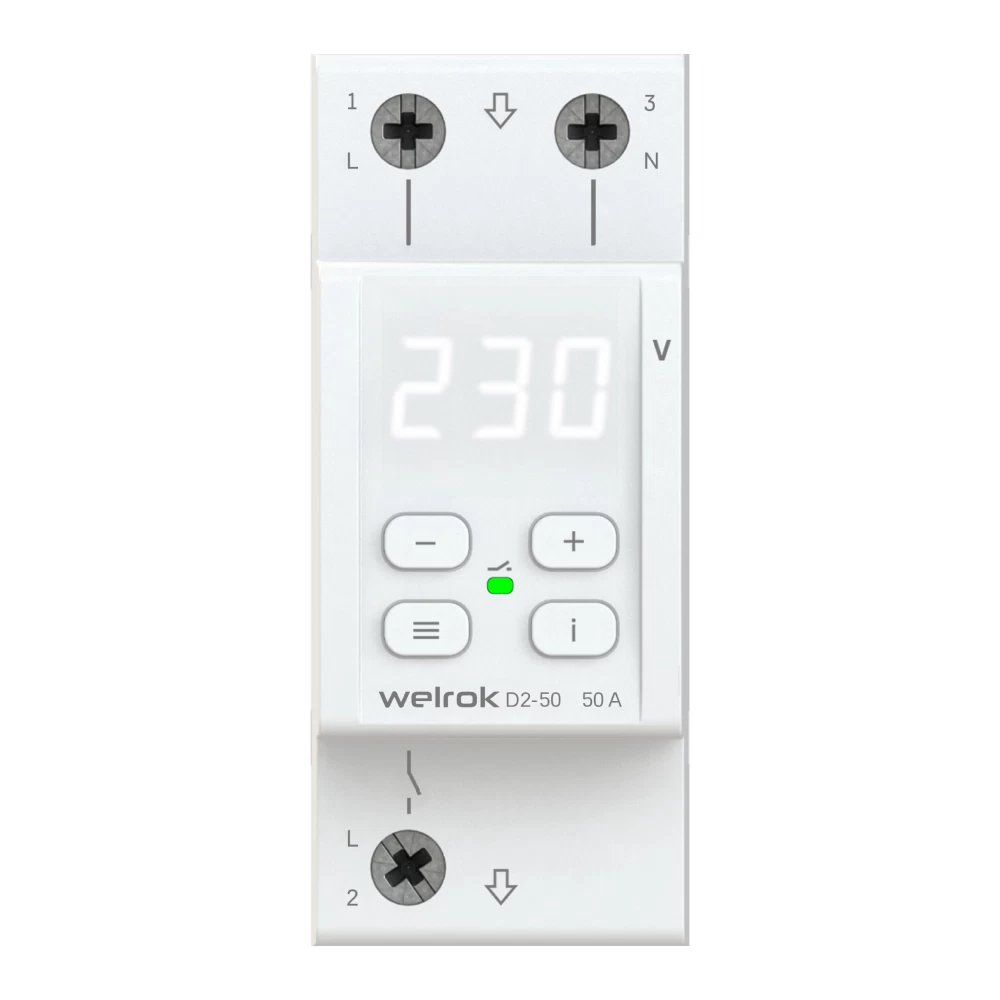 Реле напряжения модульное Welrok D2-50 220 В 50 А тип AC цифровое
