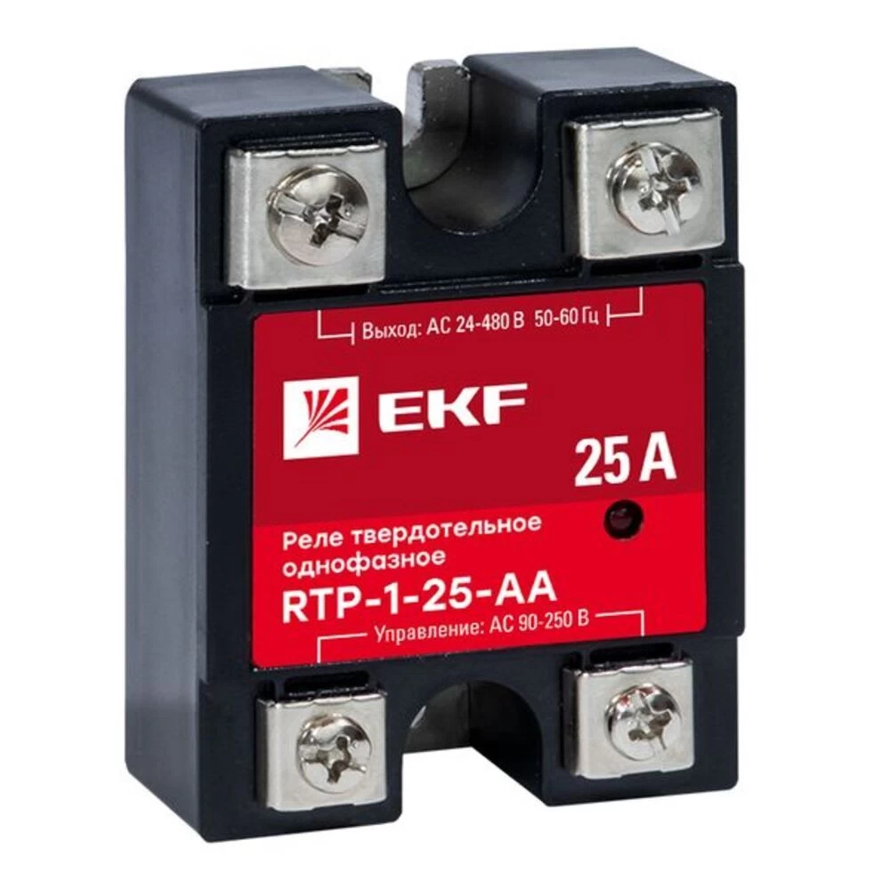 Реле твердотельное EKF PROxima RTP однофазное 480 В 25 А тип AC (rtp-1-25-aa)