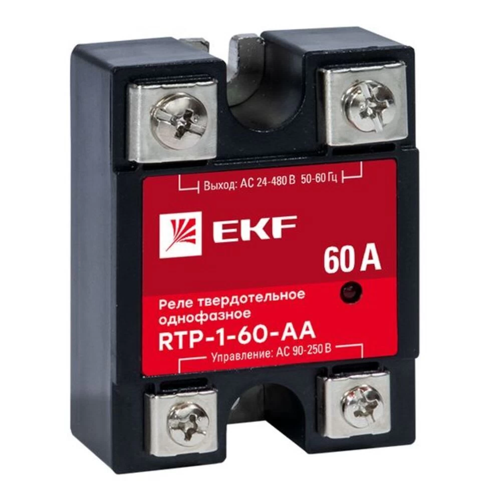 Реле твердотельное EKF PROxima RTP однофазное 480 В 60 А тип AC (rtp-1-60-aa)