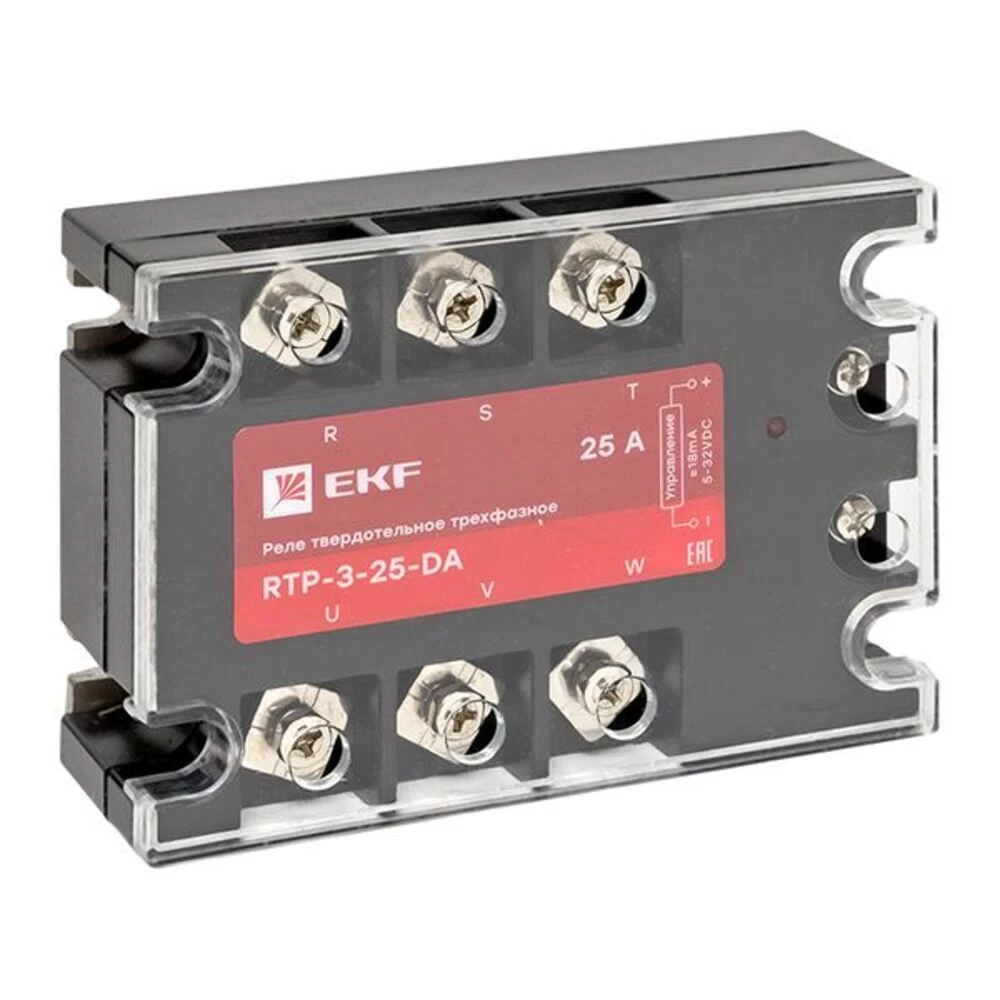 Реле твердотельное EKF PROxima RTP трехфазное 480 В 25 А тип AC (rtp-3-25-da)