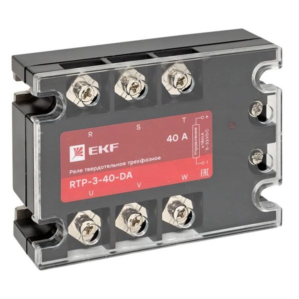 Реле твердотельное EKF PROxima RTP трехфазное 480 В 40 А тип AC (rtp-3-40-da)