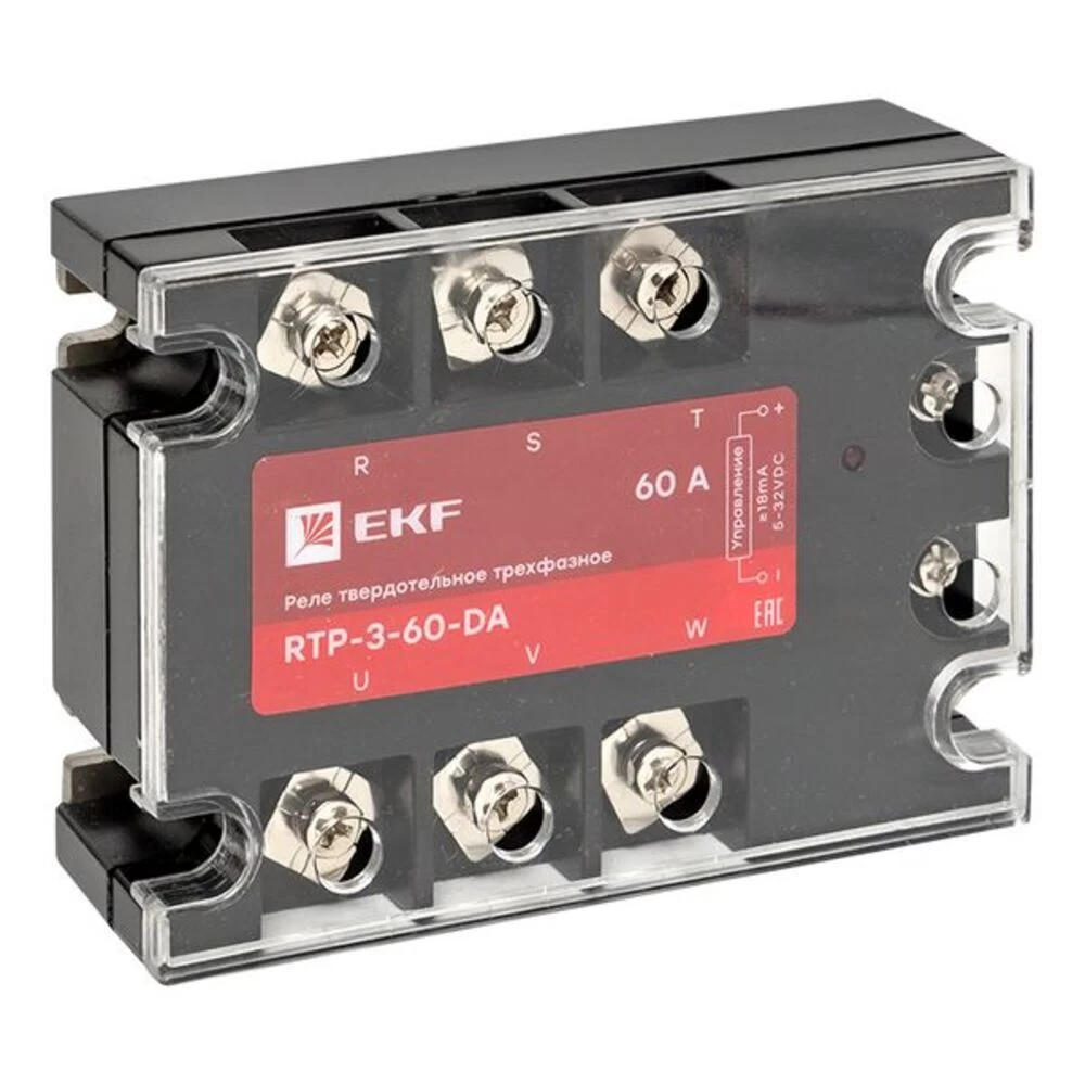 Реле твердотельное EKF PROxima RTP трехфазное 480 В 60 А тип AC (rtp-3-60-da)