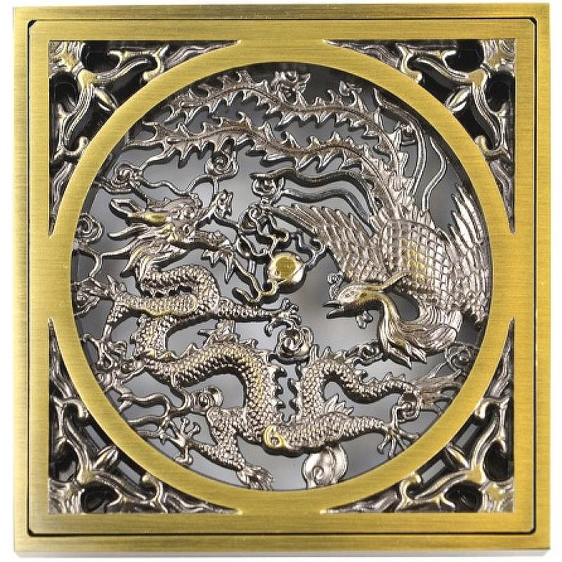 Решетка для трапа Bronze de Luxe Дракон 10x10 21986 Бронза