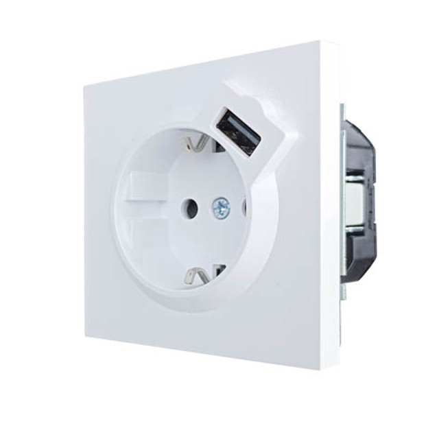 розетка 1 пост LEZARD Zima с/з + USB разъём белый