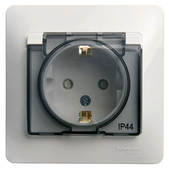 розетка 1 пост SYSTEME ELECTRIC Glossa IP44 с/з с/к с/ш белый