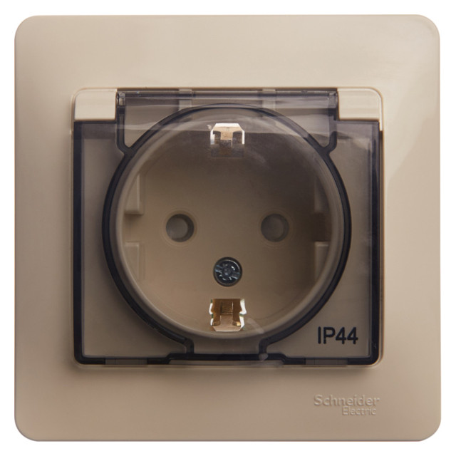розетка 1 пост SYSTEME ELECTRIC Glossa IP44 с/з с/к с/ш бежевый