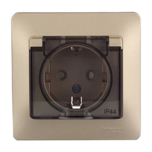 розетка 1 пост SYSTEME ELECTRIC Glossa IP44 с/з с/к с/ш титан