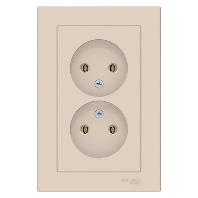 розетка 2 поста SYSTEME ELECTRIC Atlas Design б/з бежевый