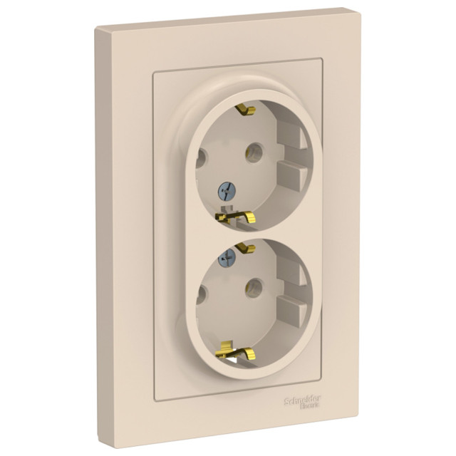 розетка 2 поста SYSTEME ELECTRIC Atlas Design с/з бежевый