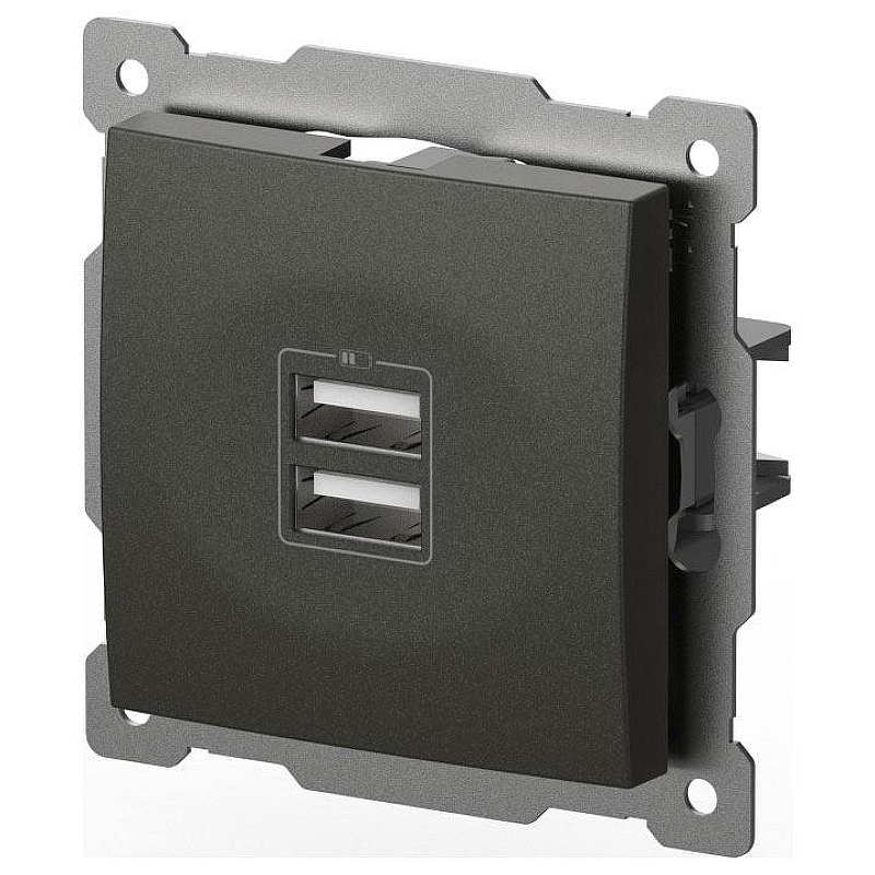 Розетка 2хUSB type A без рамки Elbi Eleсtriс Zena Vega 609-011100-143 цвет Дымчатый