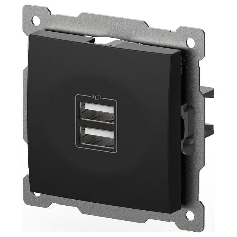 Розетка 2хUSB type A без рамки Elbi Eleсtriс Zena Vega 609-014800-143 цвет Черный
