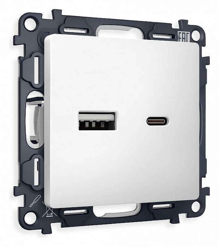 Розетка 2хUSB type A и C без рамки Ambrella Volt Quant MA131010 цвет Белый