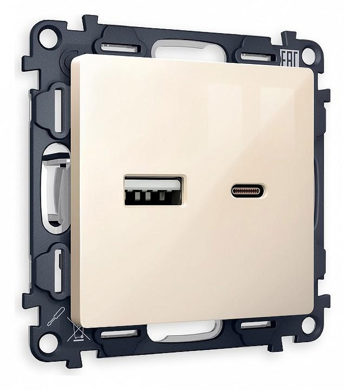 Розетка 2хUSB type A и C без рамки Ambrella Volt Quant MA311010 цвет Бежевый