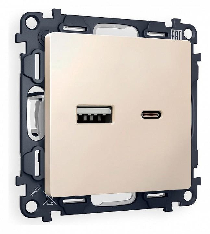 Розетка 2хUSB type A и C без рамки Ambrella Volt Quant MA331010 цвет Бежевый