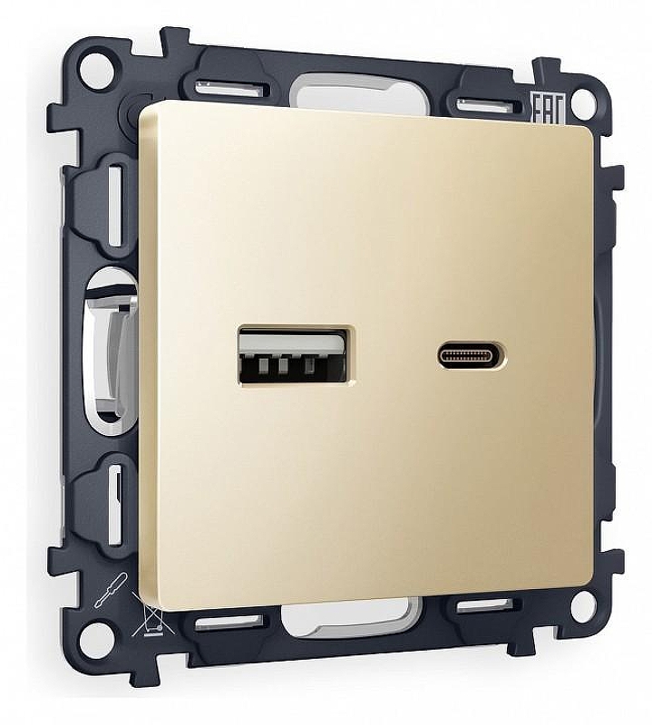Розетка 2хUSB type A и C без рамки Ambrella Volt Quant MA611010 цвет Бежевый
