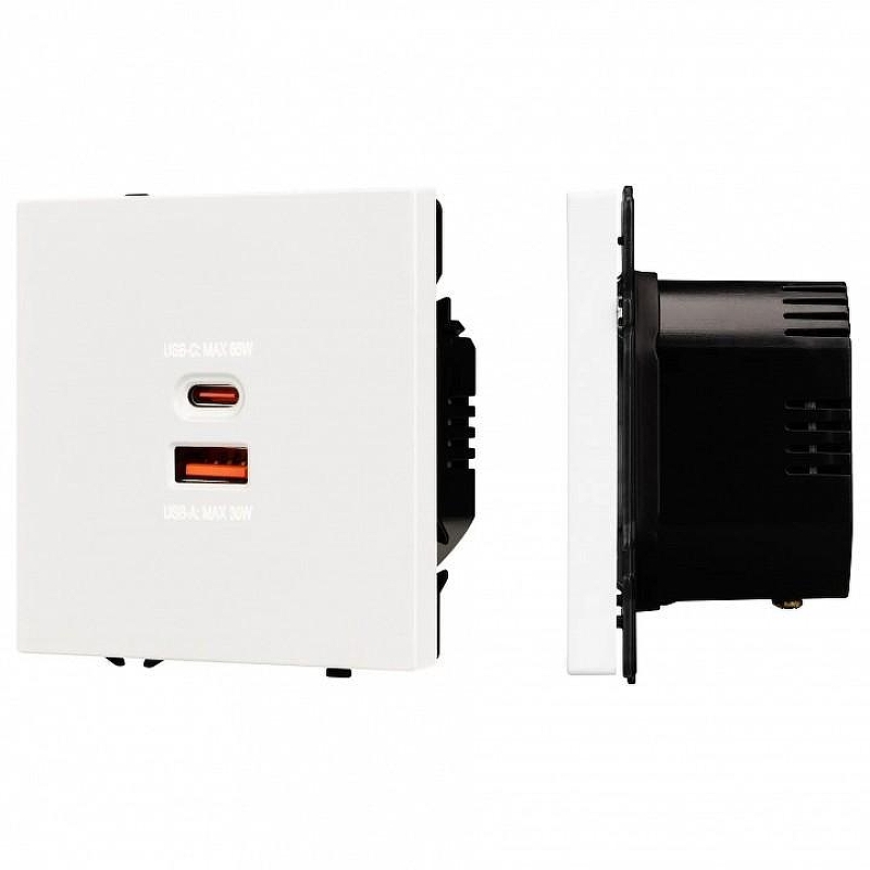 Розетка 2хUSB type A и C без рамки Arlight SCT 054316 цвет Белый