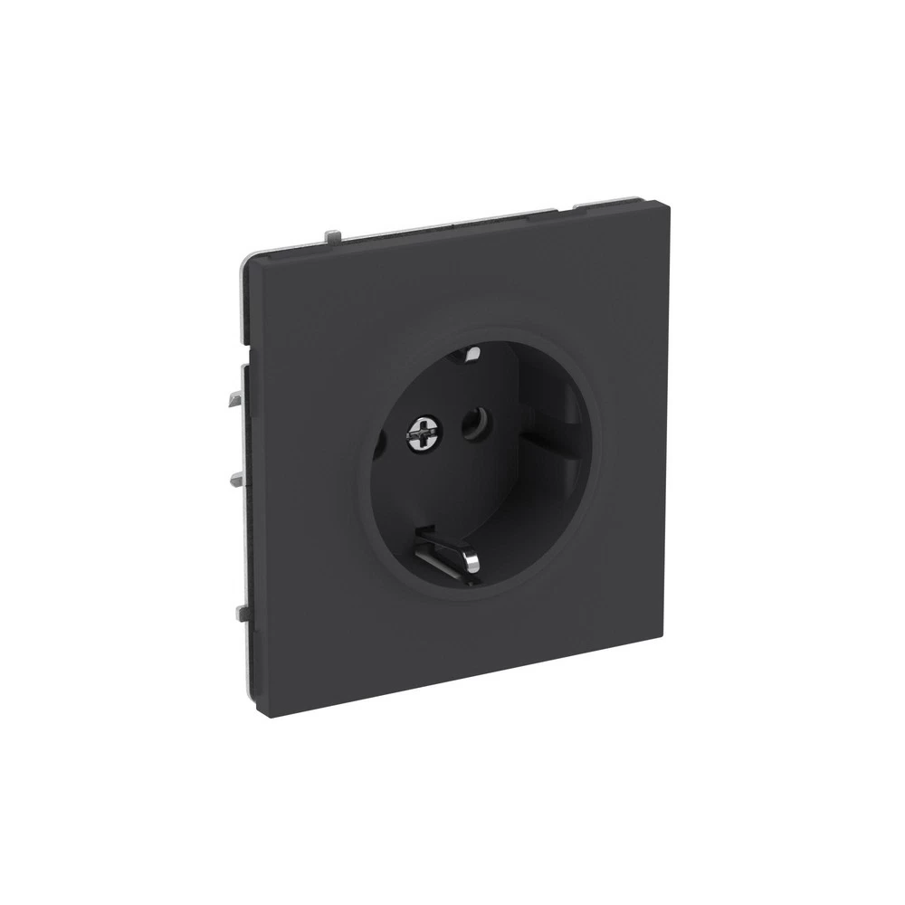Розетка DKC Kant встраиваемая черный уголь с заземлением со шторками (7012003DIY)