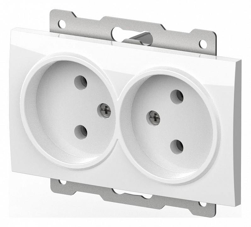 Розетка двойная без заземления, без рамки Elbi Eleсtriс Zena Vega 609-015600-908 цвет Белый