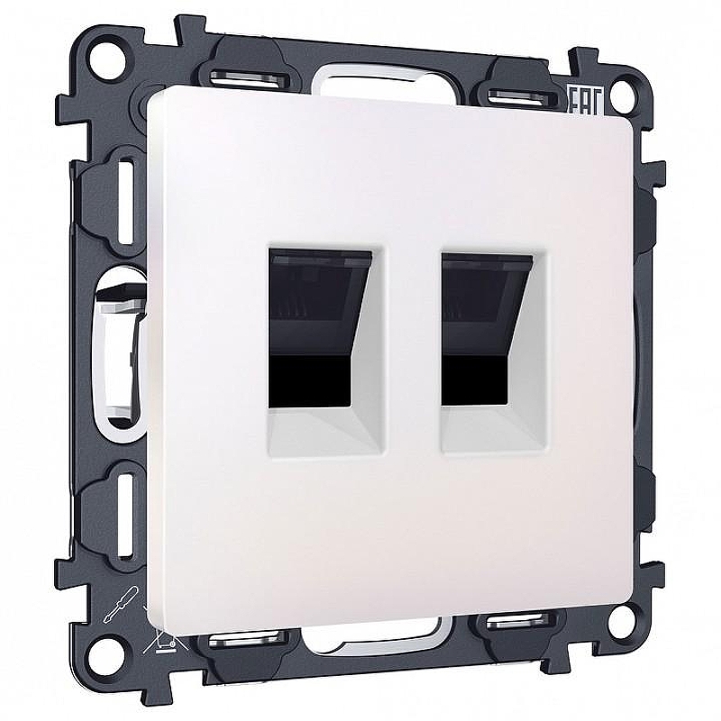 Розетка двойная Ethernet RJ-45 без рамки Ambrella Volt MA MA212110 цвет Жемчужный