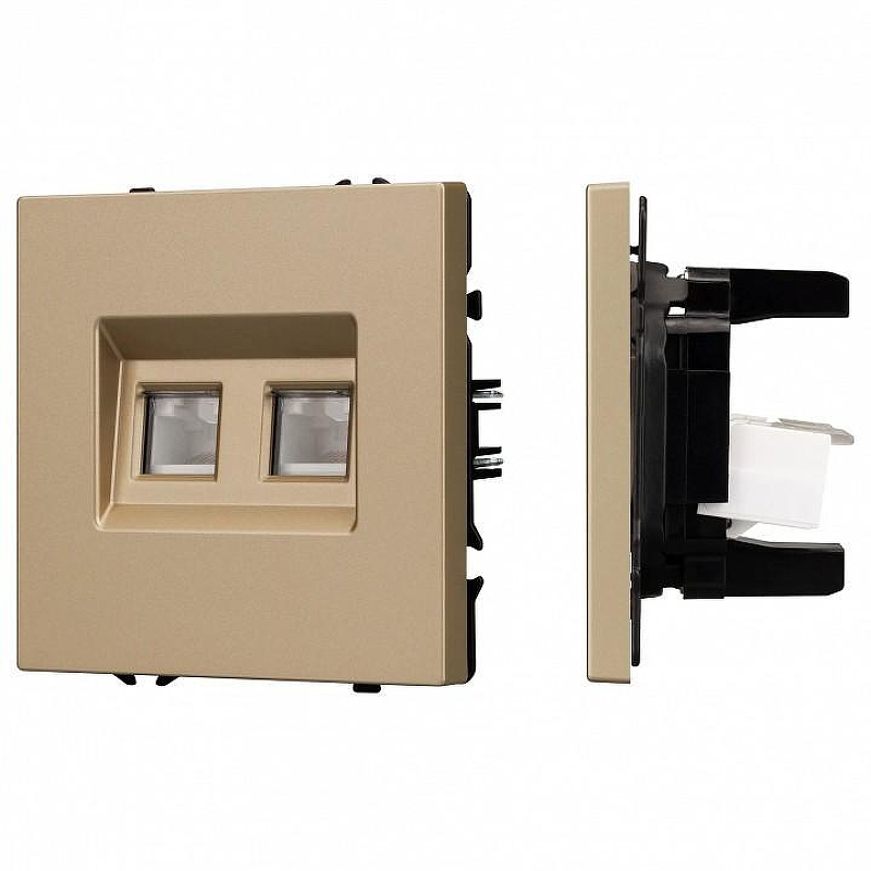 Розетка двойная Ethernet RJ-45 без рамки Arlight SCT 054314 цвет Золото