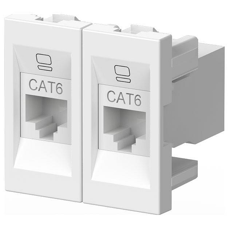 Розетка двойная Ethernet RJ-45 без рамки Elbi Eleсtriс Moda Vox 611-040232-248 цвет Белый