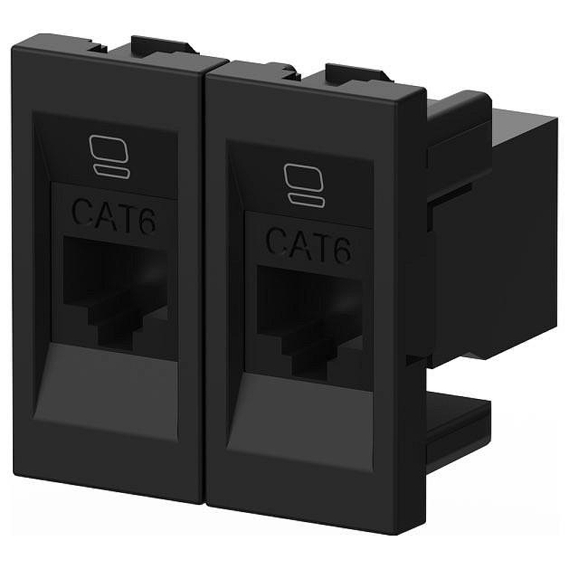 Розетка двойная Ethernet RJ-45 без рамки Elbi Eleсtriс Moda Vox 611-044832-248 цвет Черный
