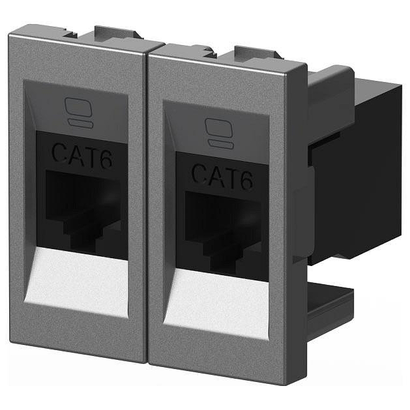 Розетка двойная Ethernet RJ-45 без рамки Elbi Eleсtriс Moda Vox 611-041032-248 цвет Металлик
