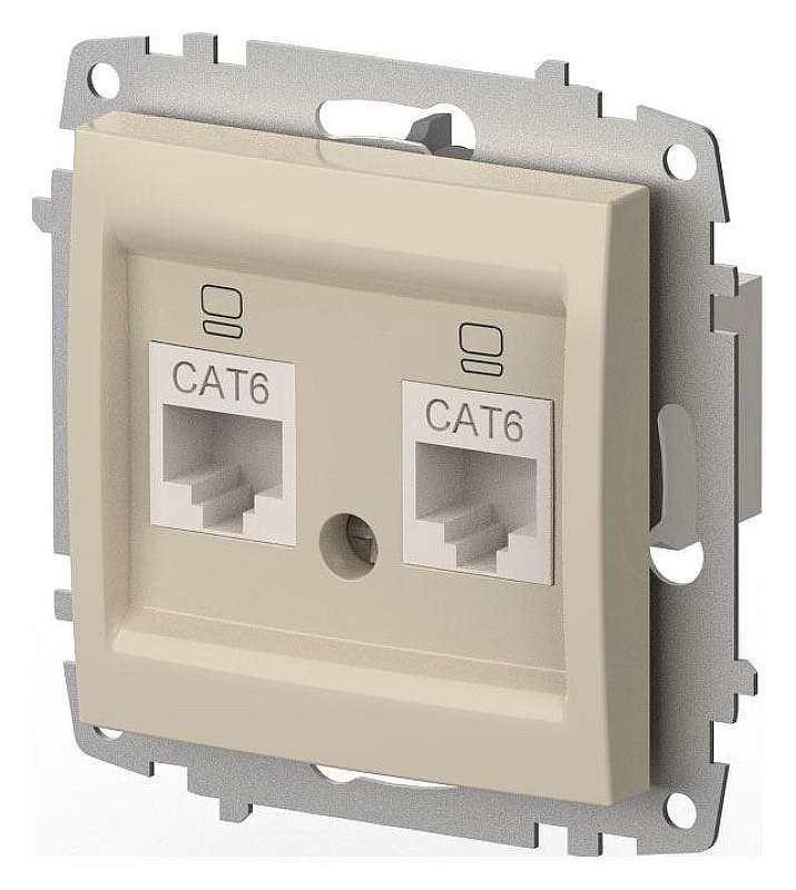 Розетка двойная Ethernet RJ-45 без рамки Elbi Eleсtriс Zena Vega 609-010300-248 цвет Бежевый
