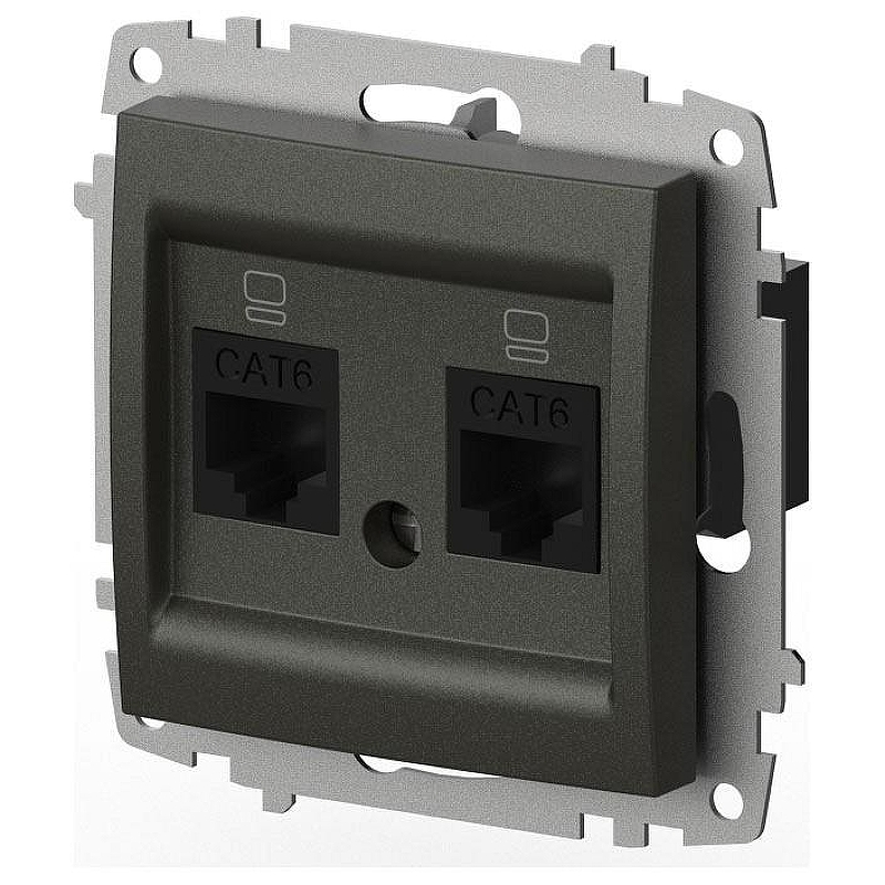 Розетка двойная Ethernet RJ-45 без рамки Elbi Eleсtriс Zena Vega 609-011100-248 цвет Дымчатый