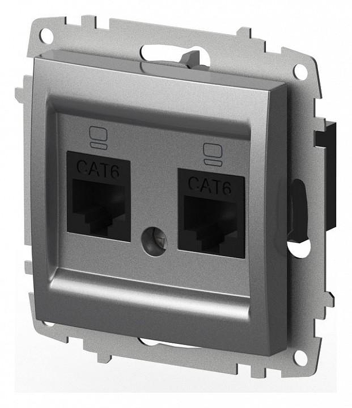 Розетка двойная Ethernet RJ-45 без рамки Elbi Eleсtriс Zena Vega 609-011000-248 цвет Металлик