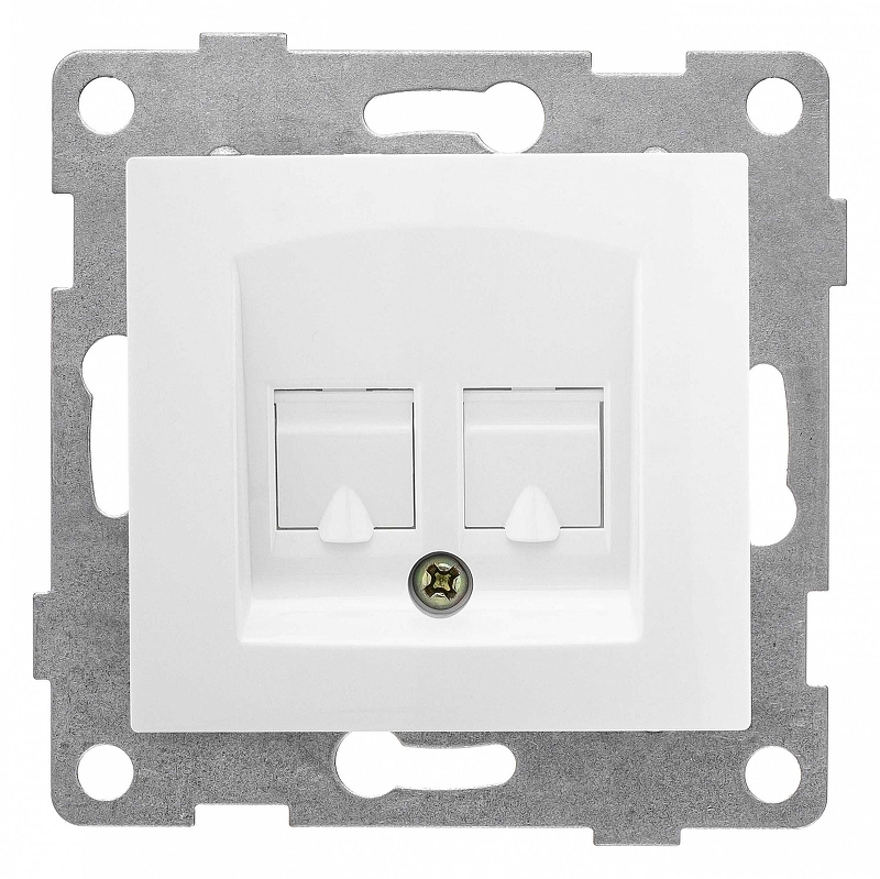 Розетка двойная Ethernet RJ-45 без рамки Gusi Electric BRAVO С10К2-001 цвет Белый