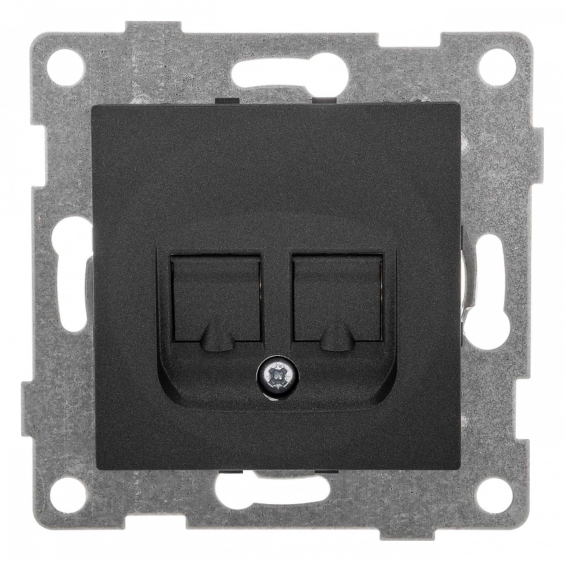 Розетка двойная Ethernet RJ-45 без рамки Gusi Electric UGRA С11К2-010 цвет Графит