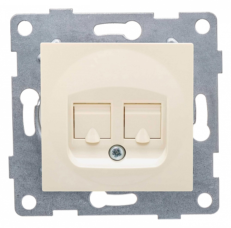 Розетка двойная Ethernet RJ-45 без рамки Gusi Electric UGRA С11К2-003 цвет Бежевый