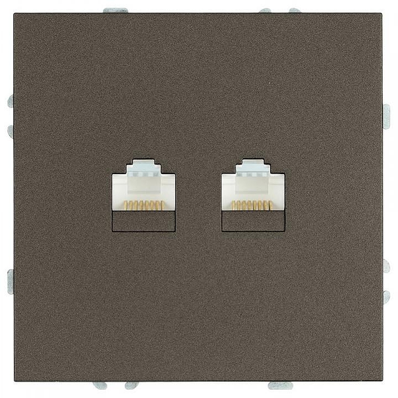 Розетка двойная Ethernet RJ-45 Stekker Эмили 49926 цвет Антрацит