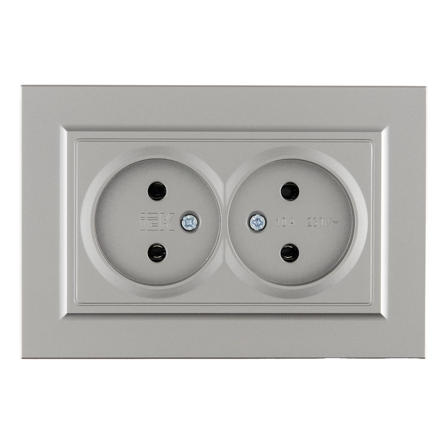 Розетка двойная IEK Brite встраиваемая сталь без заземления (BR-R20-10-K46-F)