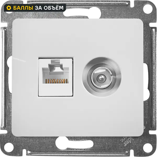 Розетка двойная компьютерная встраиваемая Systeme Electric Glossa RJ45 UTP cat 5e цвет белый GSL000189