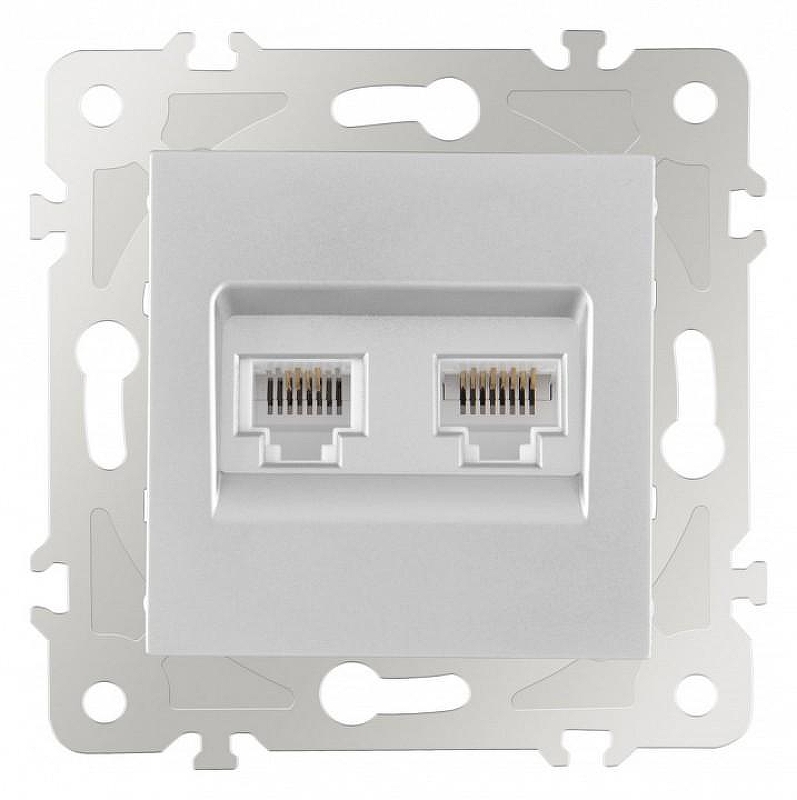 Розетка двойная RJ-11 и Ethernet RJ-45, без рамки Arte Milano am-203 203.44-1.silver цвет Серебро