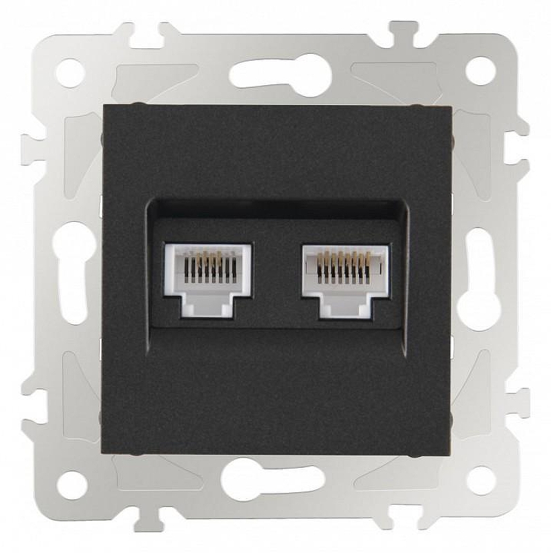 Розетка двойная RJ-11 и Ethernet RJ-45, без рамки Arte Milano am-203 203.44-1.black цвет Черный