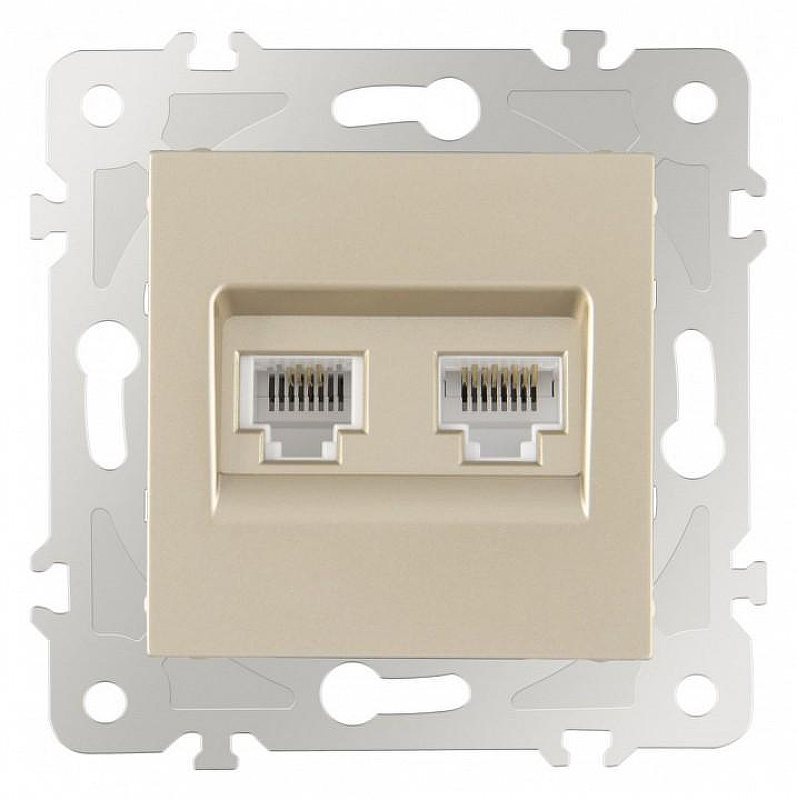 Розетка двойная RJ-11 и Ethernet RJ-45, без рамки Arte Milano am-203 203.44-1.shampan цвет Бежевый