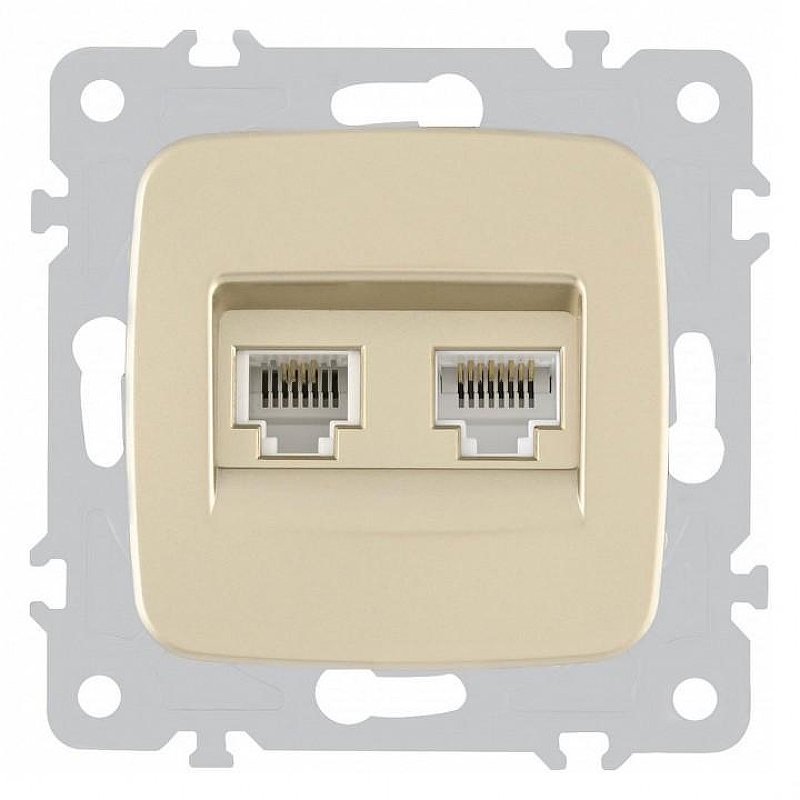 Розетка двойная RJ-11 и Ethernet RJ-45, без рамки Arte Milano am-205 205.44-1.shampan цвет Бежевый