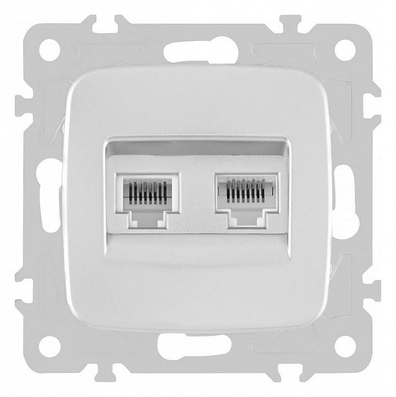 Розетка двойная RJ-11 и Ethernet RJ-45, без рамки Arte Milano am-205 205.44-1.silver цвет Серебро