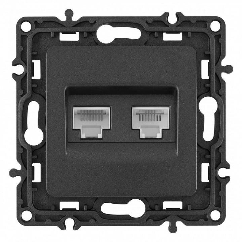 Розетка двойная RJ-11 и Ethernet RJ-45, без рамки Arte Milano am-217 217.44-1.black цвет Черный