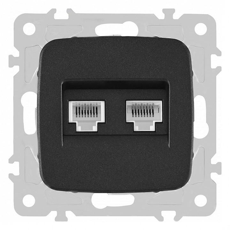 Розетка двойная RJ-11 и Ethernet RJ-45, без рамки Arte Milano am-205 205.44-1.black цвет Черный