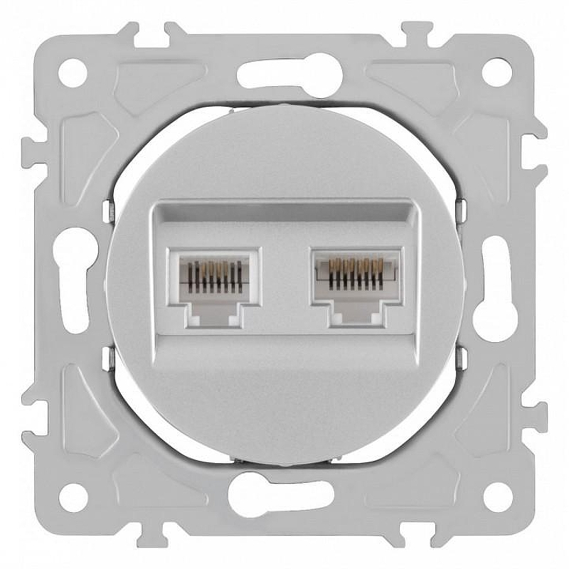 Розетка двойная RJ-11 и Ethernet RJ-45, без рамки Arte Milano am-202 202.44-1.silver цвет Серебро