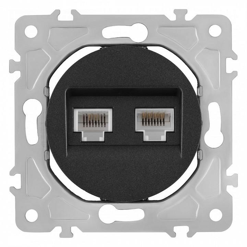 Розетка двойная RJ-11 и Ethernet RJ-45, без рамки Arte Milano am-202 202.44-1.black цвет Черный