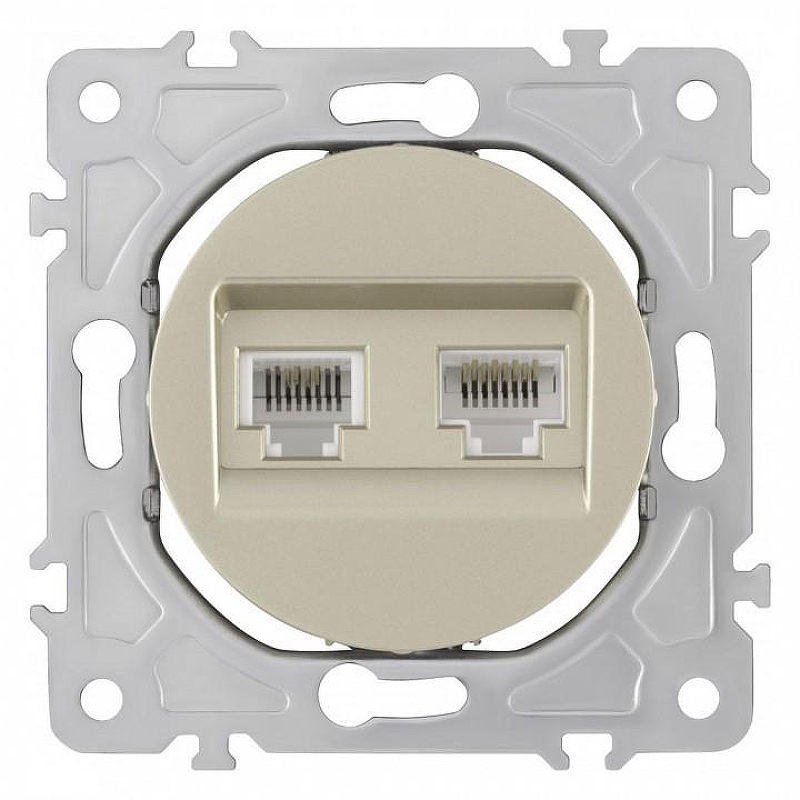 Розетка двойная RJ-11 и Ethernet RJ-45, без рамки Arte Milano am-202 202.44-1.shampan цвет Бежевый