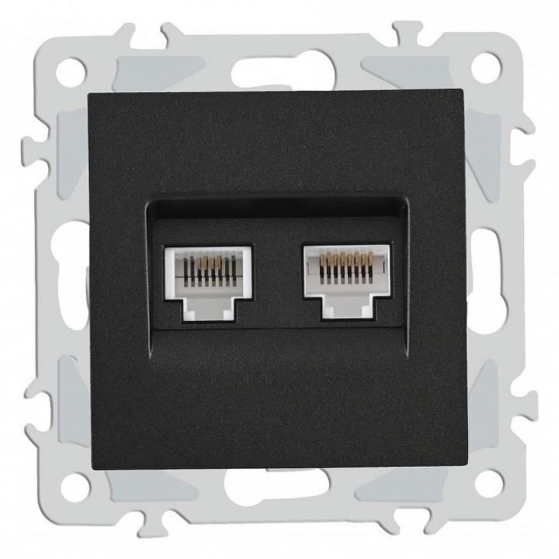 Розетка двойная RJ-11 и Ethernet RJ-45, без рамки Arte Milano am-206 206.44-1.black цвет Черный