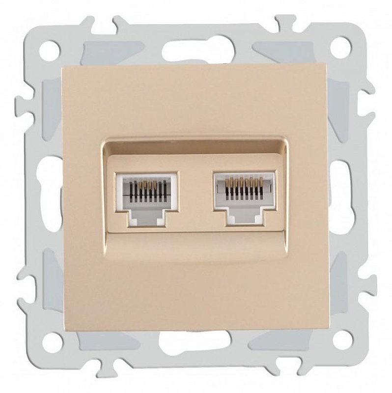 Розетка двойная RJ-11 и Ethernet RJ-45, без рамки Arte Milano am-206 206.44-1.shampan цвет Бежевый