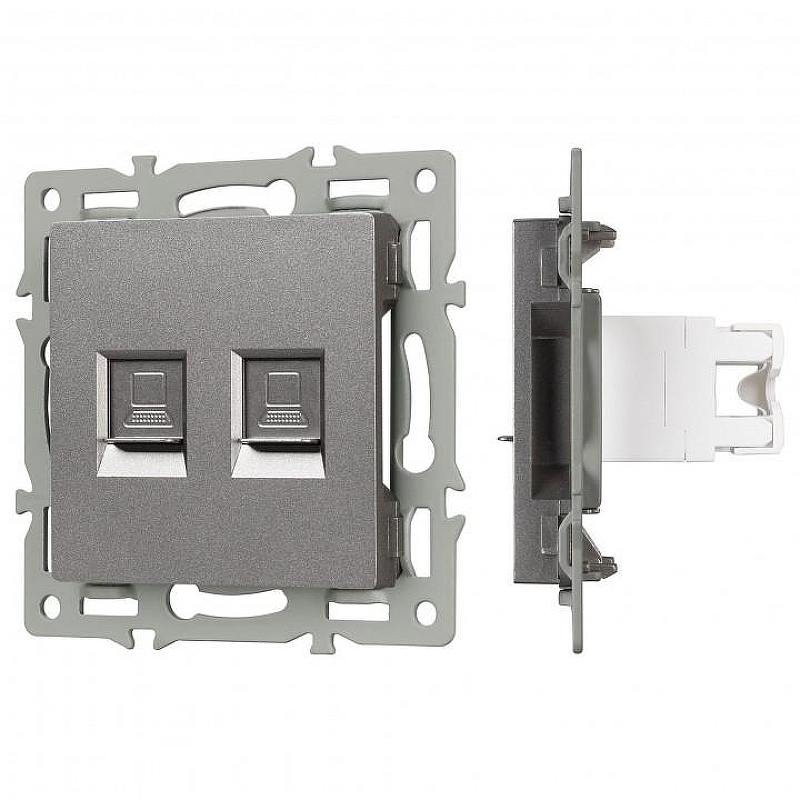 Розетка двойная RJ-12 и Ethernet RJ-45, без рамки Arlight SCT 045338 цвет Серый