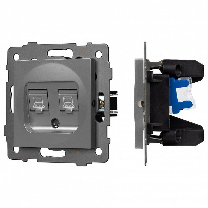 Розетка двойная RJ-12 и Ethernet RJ-45, без рамки Arlight SCT 049851 цвет Серый